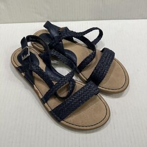 B.o.c. Shoes Womens Size 7 Blue Braided Strappy Sandals Flat Adjustable Buckle
